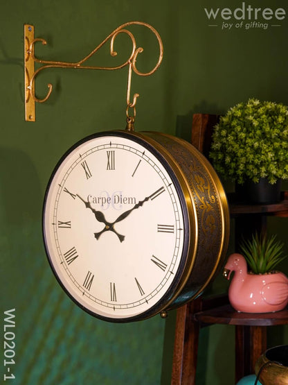 Railway clocks - Brass antique with floral design