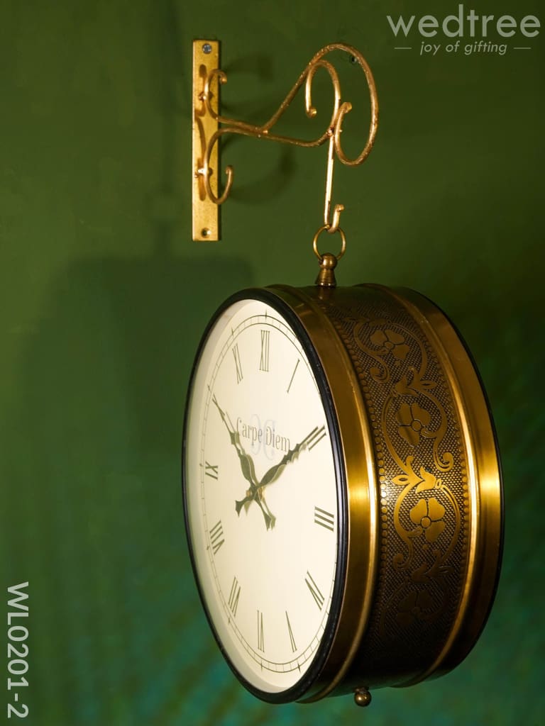 Railway clocks - Brass antique with floral design