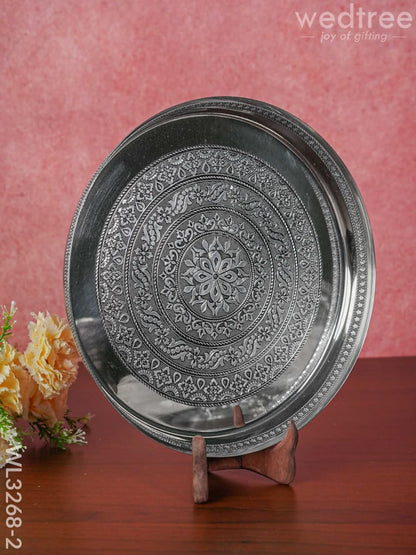 Silver Oxidised Thali Set - 11.5 inch