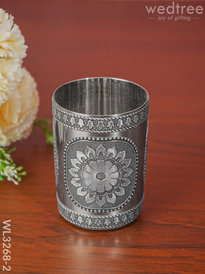 Silver Oxidised Thali Set - 11.5 inch