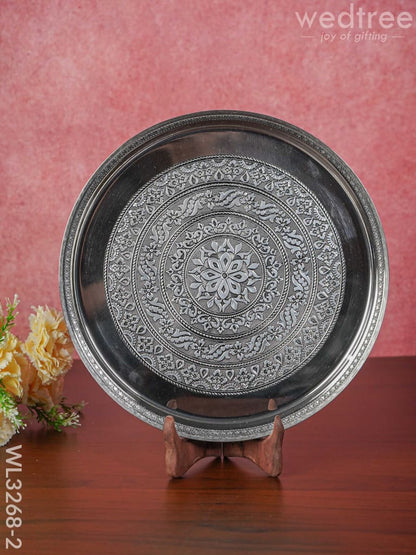 Silver Oxidised Thali Set - 11.5 inch