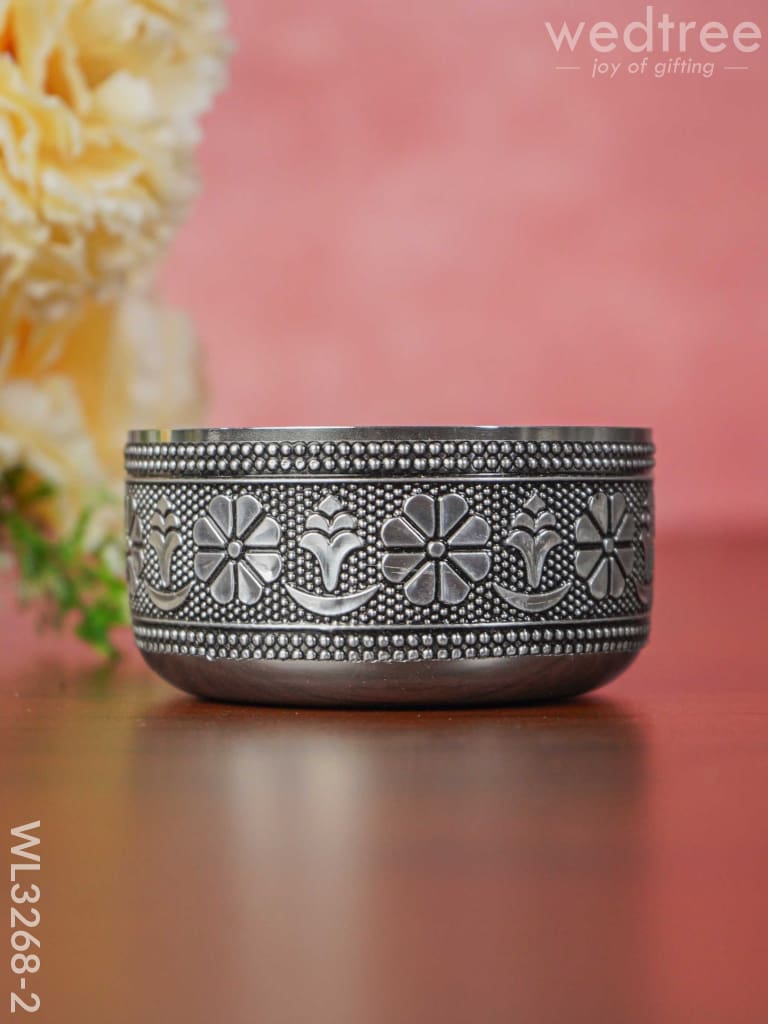 Silver Oxidised Thali Set - 11.5 inch