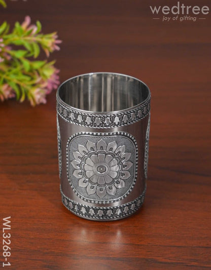 Silver Oxidised Thali Set - 9.5 inches