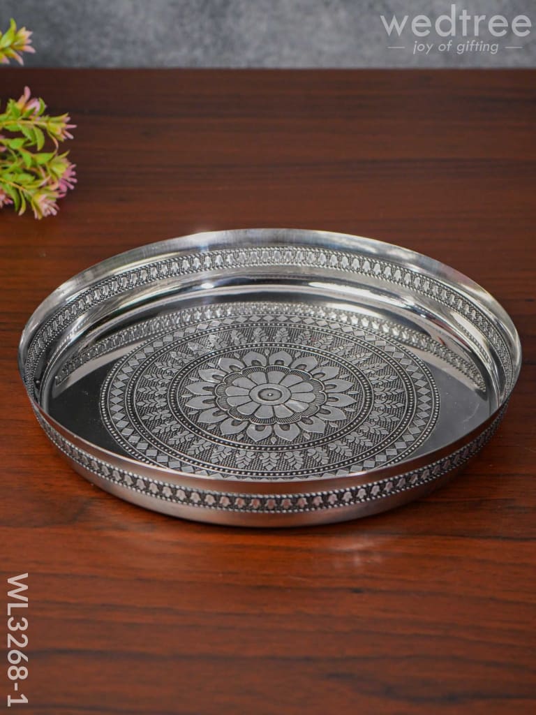 Silver Oxidised Thali Set - 9.5 inches