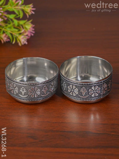 Silver Oxidised Thali Set - 9.5 inches