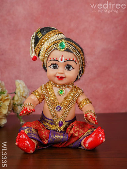 Sitting Krishna Doll - 9 inch