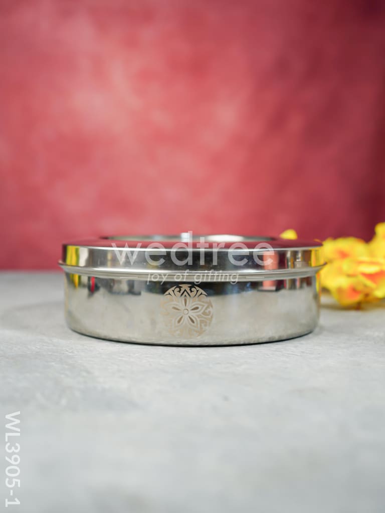 Stainless Steel Poori Box with Floral Prints