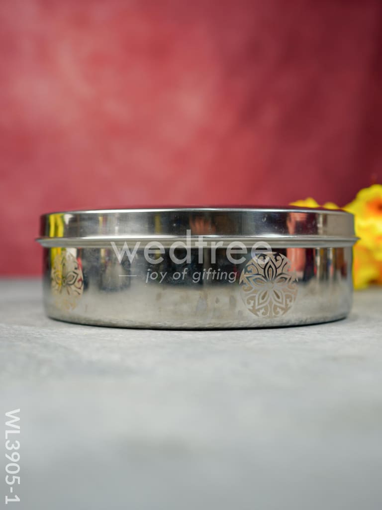 Stainless Steel Poori Box with Floral Prints