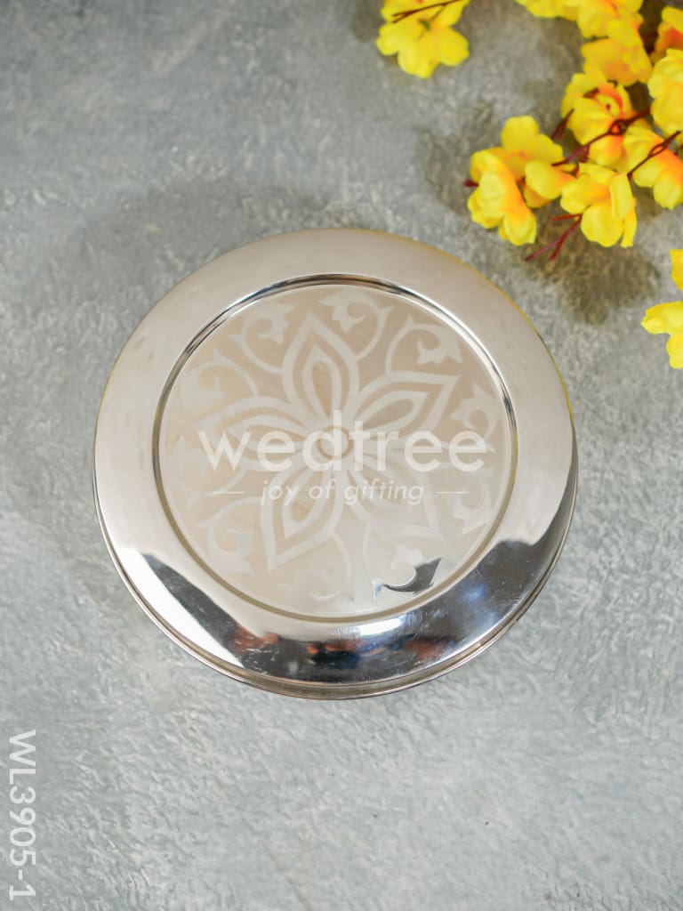 Stainless Steel Poori Box with Floral Prints