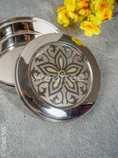 Stainless Steel Poori Box with Floral Prints