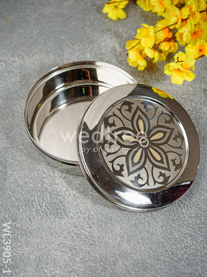 Stainless Steel Poori Box with Floral Prints