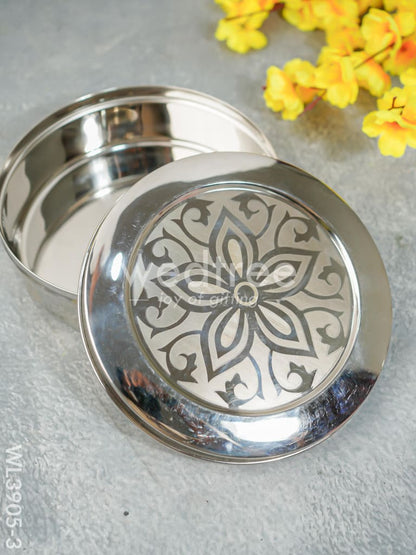 Stainless Steel Poori Box with Floral Prints