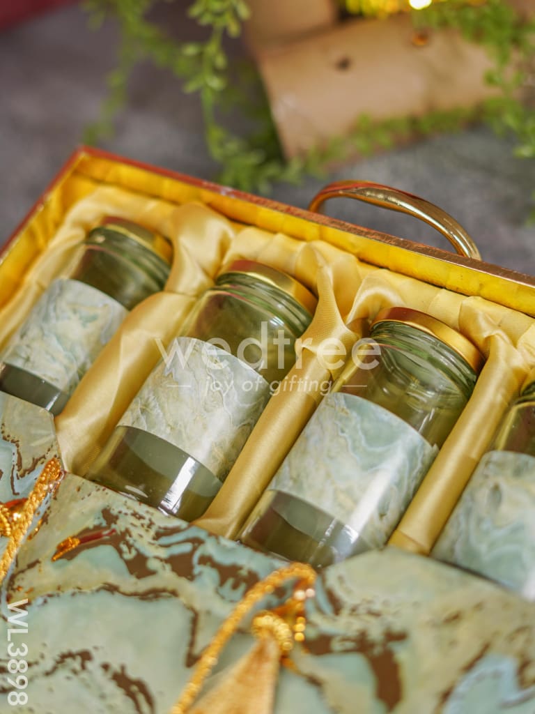 Suitcase Dry Fruit Box with 4 Glass Jars