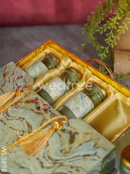 Suitcase Dry Fruit Box with 4 Glass Jars