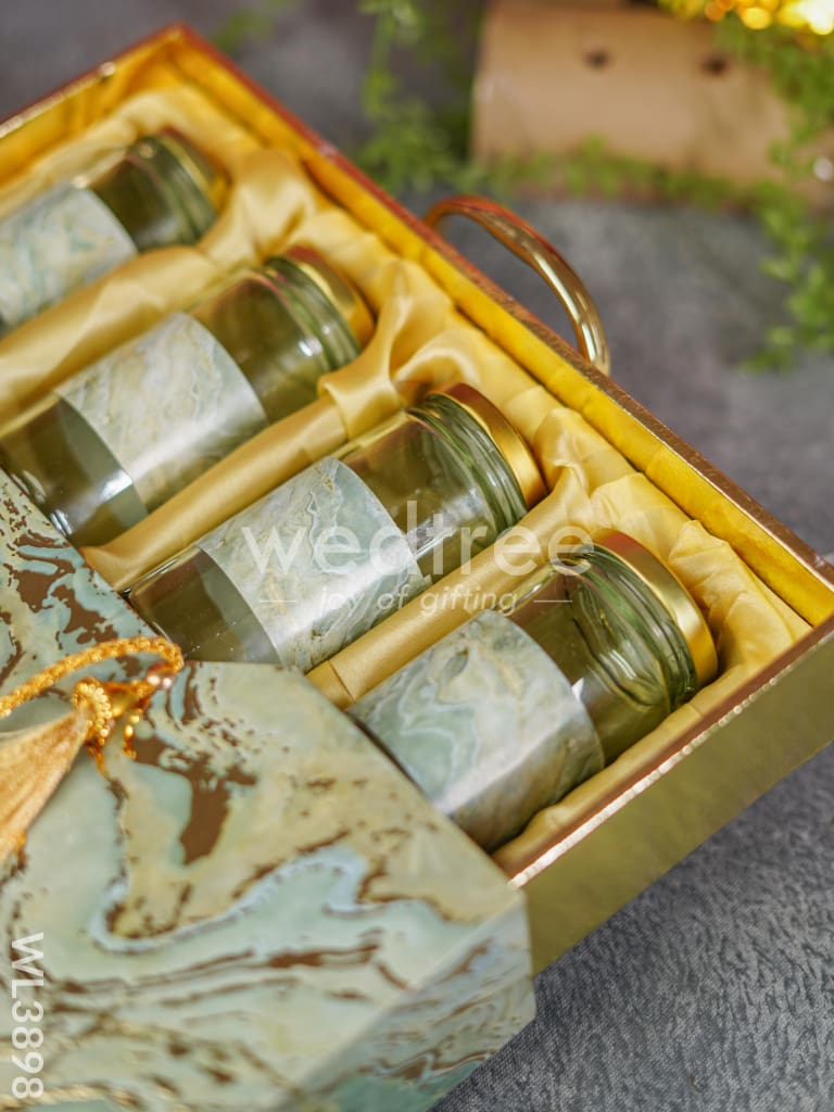 Suitcase Dry Fruit Box with 4 Glass Jars