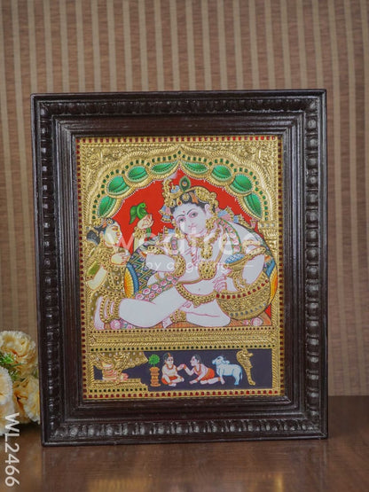 Tanjore Painting Butter Krishna - Flat (Gold foil) - 15x12