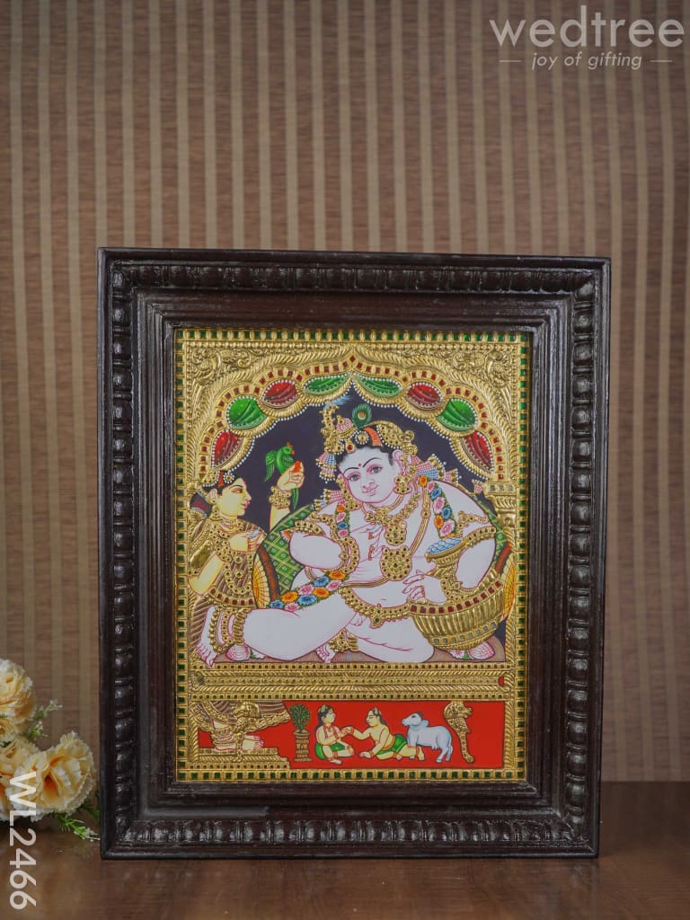 Tanjore Painting Butter Krishna - Flat (Gold foil) - 15x12