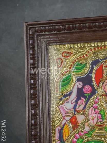 Tanjore Painting Gajalakshmi - Flat (Gold foil) - 15x12 inch