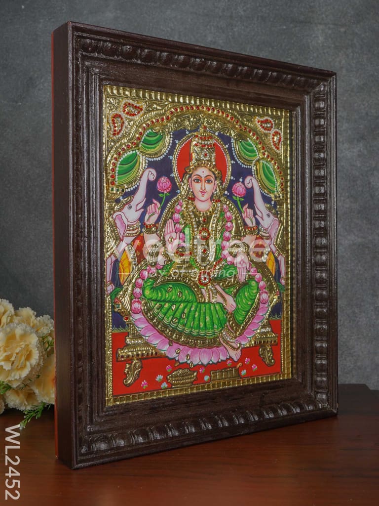 Tanjore Painting Gajalakshmi - Flat (Gold foil) - 15x12 inch