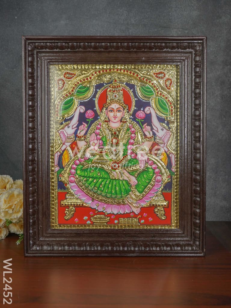 Tanjore Painting Gajalakshmi - Flat (Gold foil) - 15x12 inch