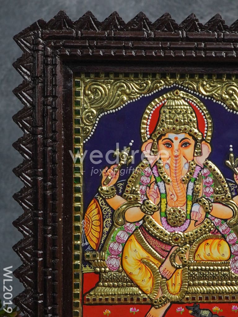 Tanjore Painting Ganesha (Chettinad Frame) - Flat Work- 8x6