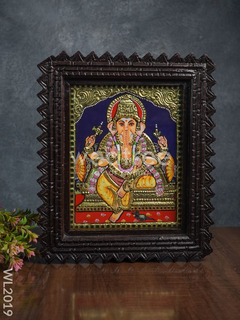 Tanjore Painting Ganesha (Chettinad Frame) - Flat Work- 8x6