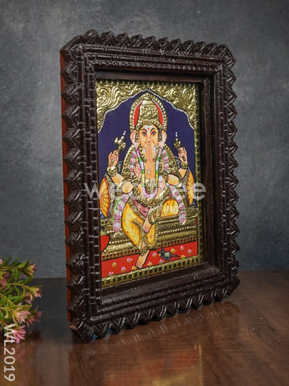 Tanjore Painting Ganesha (Chettinad Frame) - Flat Work- 8x6