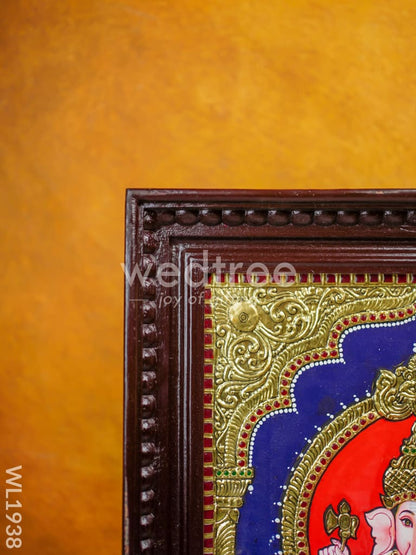 Tanjore Painting Ganesha - Flat (Gold foil) - 15x12