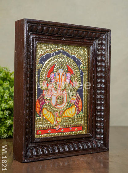 Tanjore Painting - Ganesha - Flat (Gold foil) - 8x6