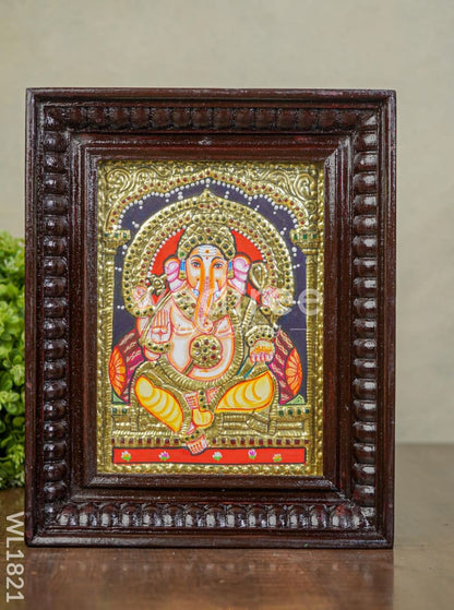 Tanjore Painting - Ganesha - Flat (Gold foil) - 8x6