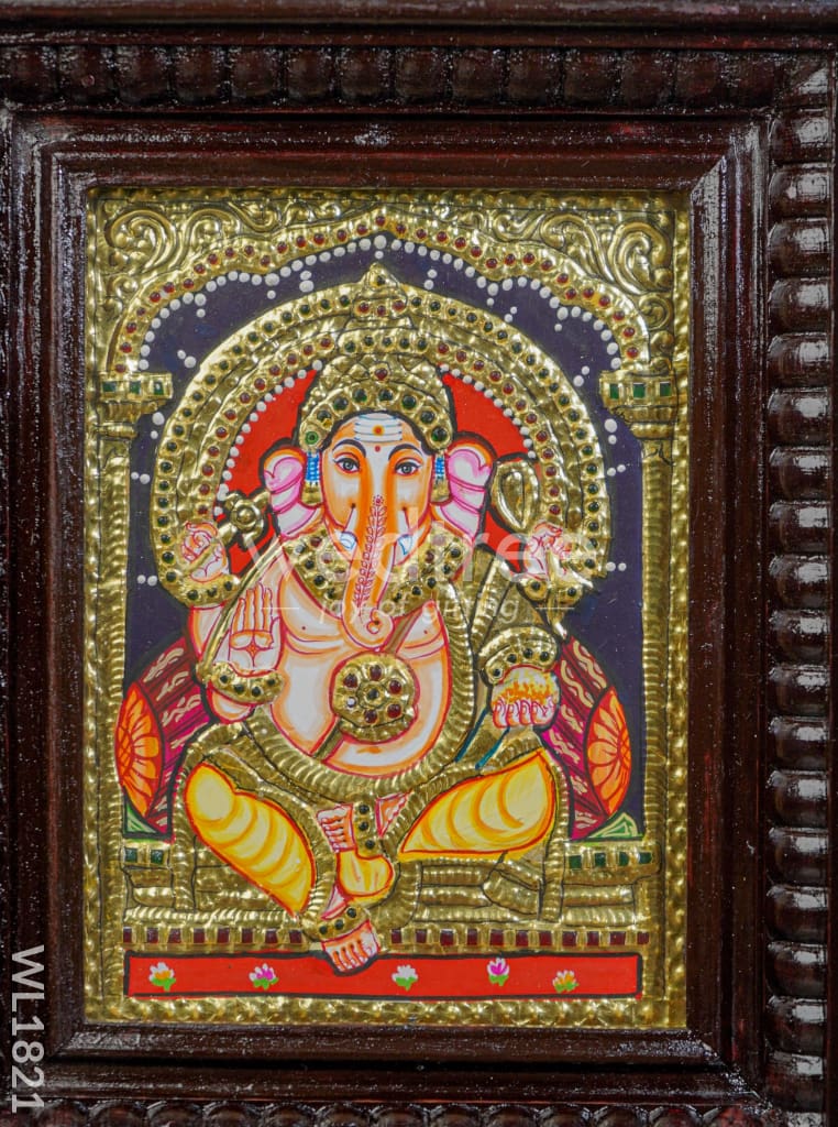 Tanjore Painting - Ganesha - Flat (Gold foil) - 8x6