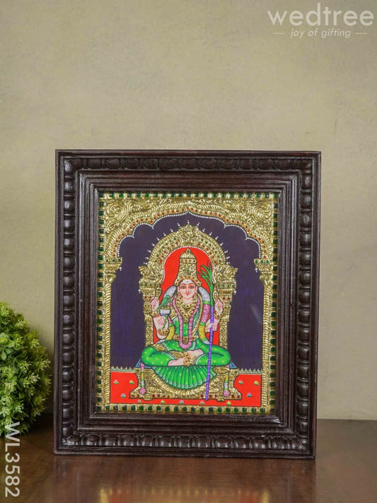 Tanjore Painting Kamakshi - Flat (Gold foil) - 15x12