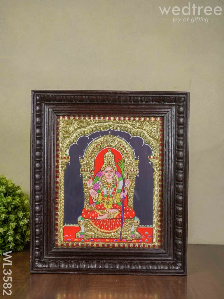 Tanjore Painting Kamakshi - Flat (Gold foil) - 15x12