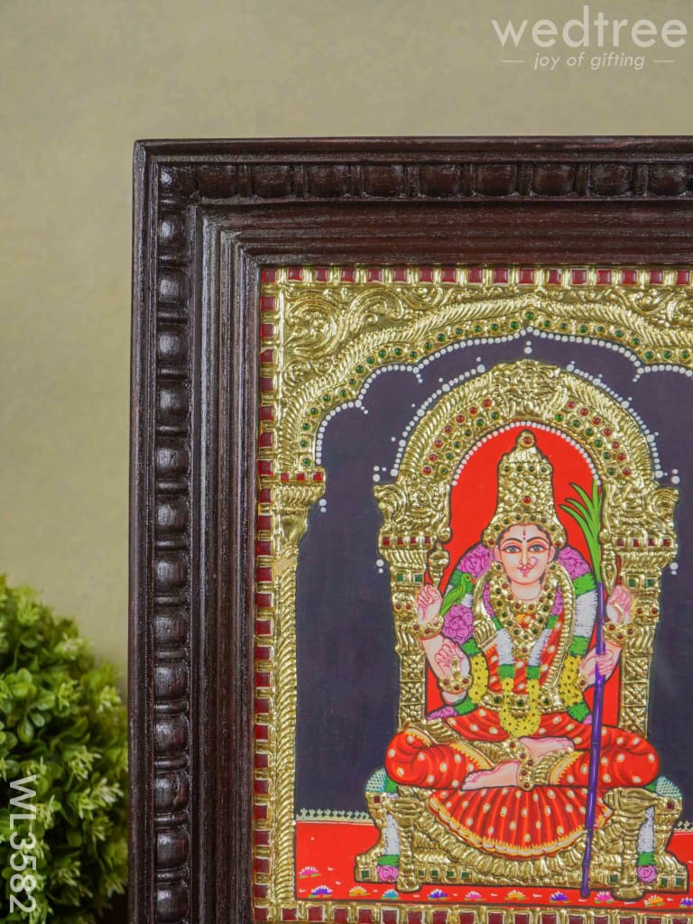 Tanjore Painting Kamakshi - Flat (Gold foil) - 15x12