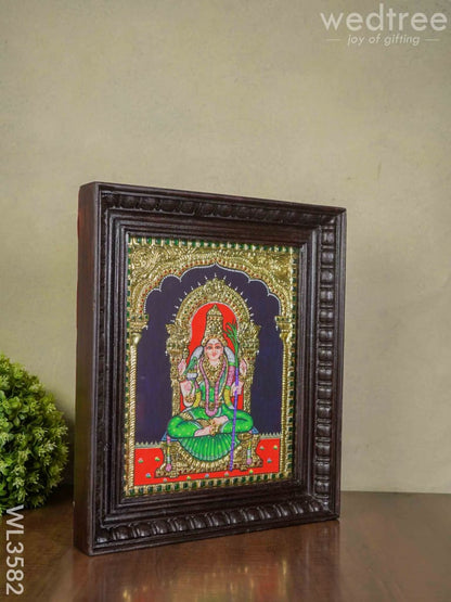 Tanjore Painting Kamakshi - Flat (Gold foil) - 15x12