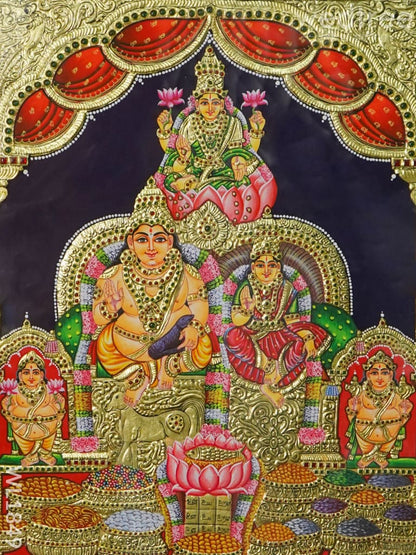 Tanjore Painting Kubera Lakshmi - Flat (Gold foil) - 24x18