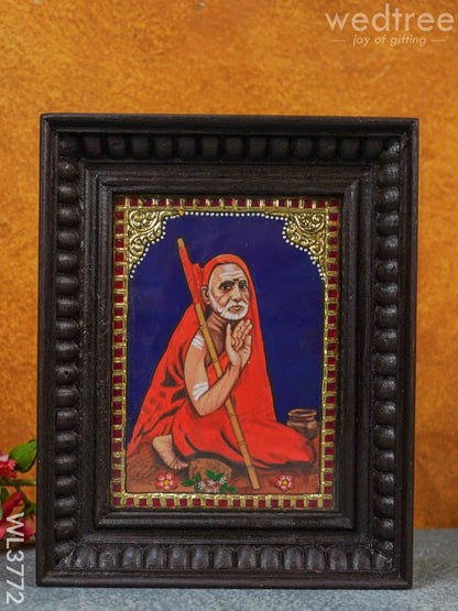 Tanjore Painting Periyava - Flat (Gold foil) - 8x6 inch