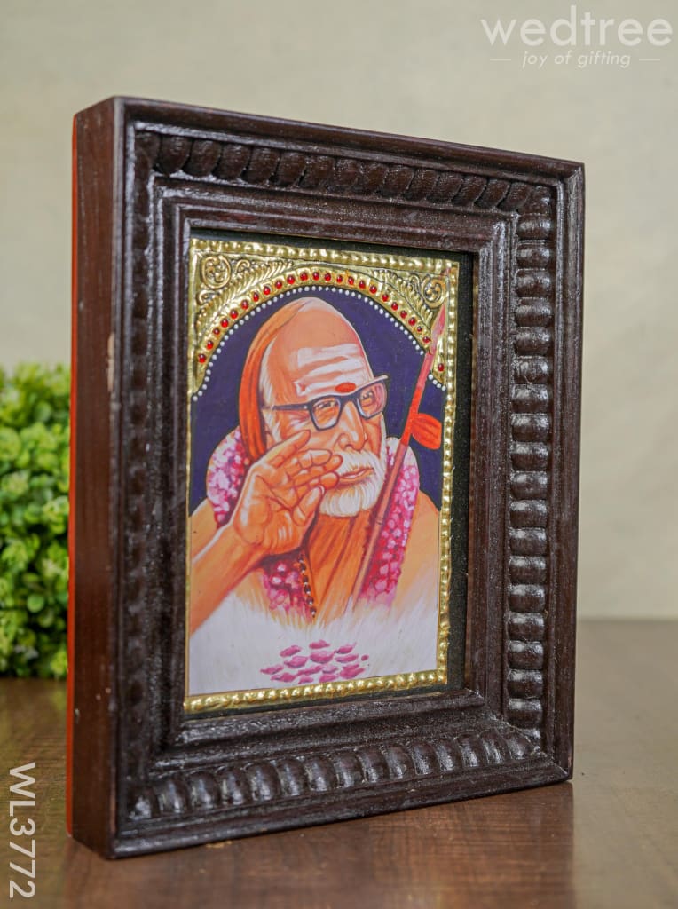 Tanjore Painting Periyava - Flat (Gold foil) - 8x6 inch