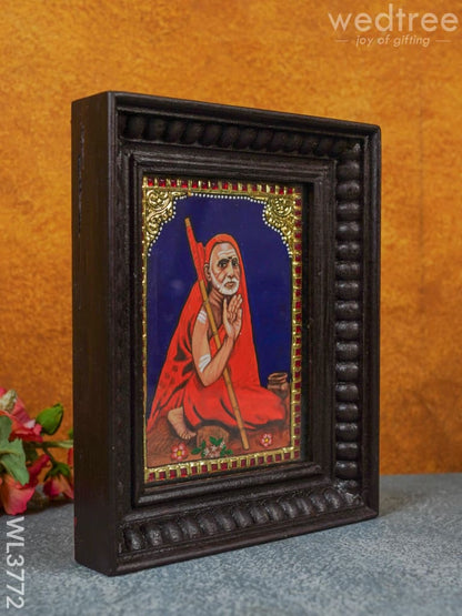 Tanjore Painting Periyava - Flat (Gold foil) - 8x6 inch