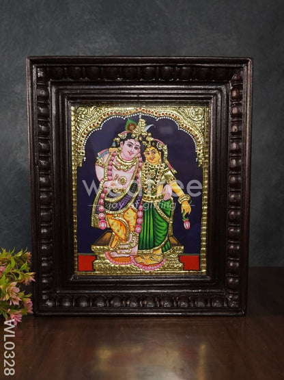 Tanjore painting Rukmini Krishna - Flat (Gold foil) - 8x6 inch