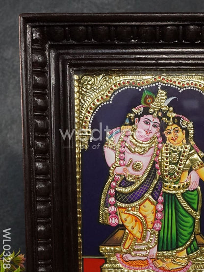 Tanjore painting Rukmini Krishna - Flat (Gold foil) - 8x6 inch