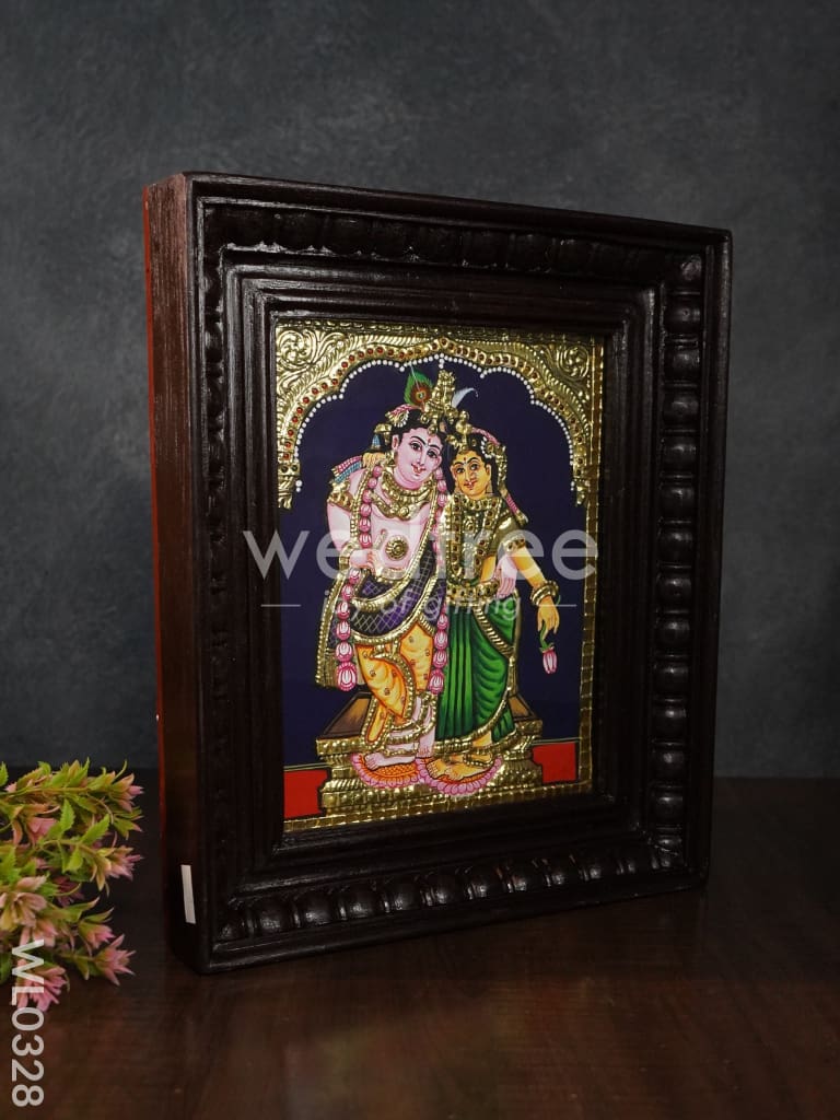 Tanjore painting Rukmini Krishna - Flat (Gold foil) - 8x6 inch