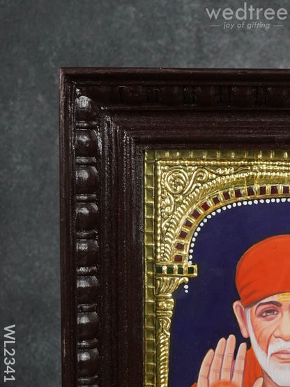 Tanjore Painting Sai Baba - Flat (Gold foil) - 10x8 (Medium)