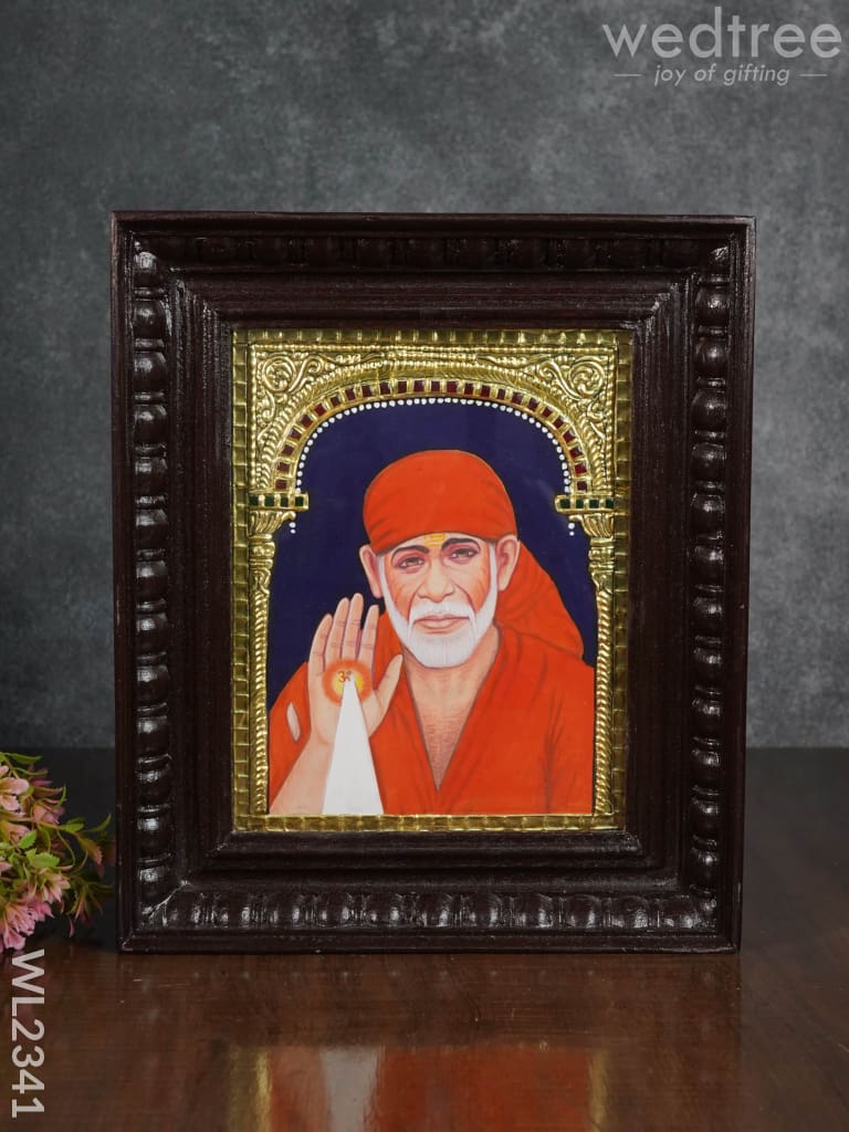 Tanjore Painting Sai Baba - Flat (Gold foil) - 10x8 (Medium)