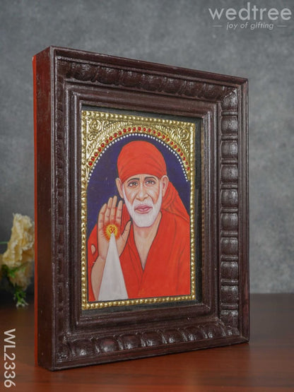 Tanjore Painting Sai Baba - Flat (Gold foil) - 8x6 (small)