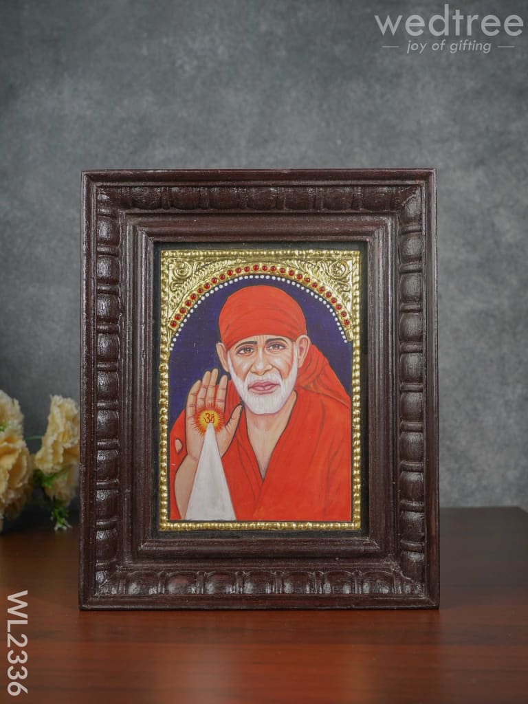 Tanjore Painting Sai Baba - Flat (Gold foil) - 8x6 (small)