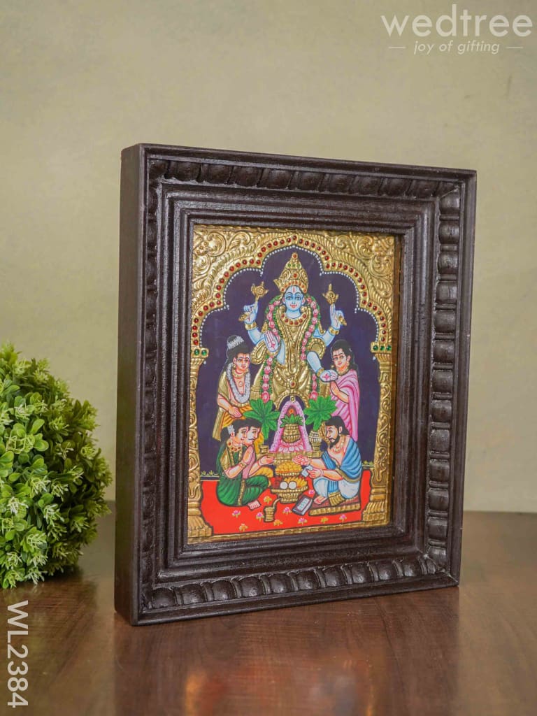 Tanjore Painting Sathya Narayana Pooja - Flat (Gold foil) - 8x6