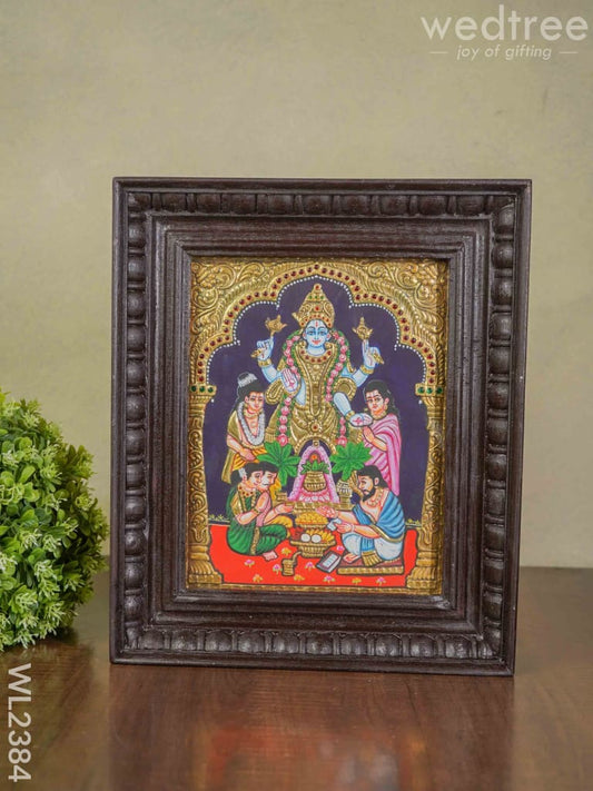 Tanjore Painting Sathya Narayana Pooja - Flat (Gold foil) - 8x6