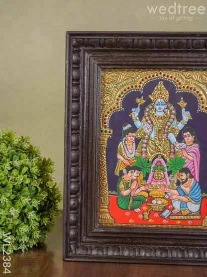 Tanjore Painting Sathya Narayana Pooja - Flat (Gold foil) - 8x6