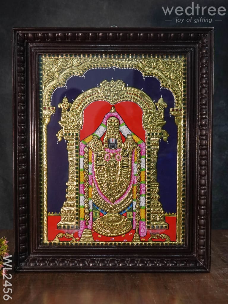 Tanjore Painting Tirupathi Balaji - Flat (Gold foil) - 18x14 inch